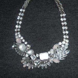 LOFT Silver Crystal Statement Necklace